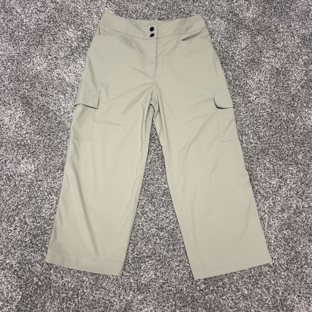 Tilley Endurables Womens Cargo Hiking Pants Size 8 Sage Green Wide Leg Cropped